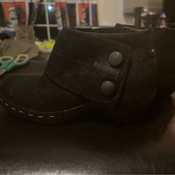 Merrell Black Luxe Button Ankle Slip On Booties - Picture 7 of 11